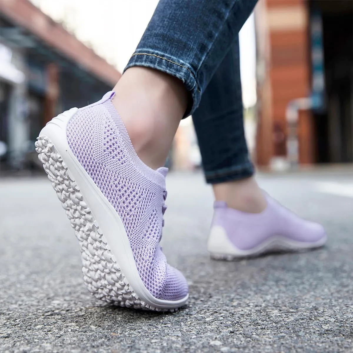 Women's Barefoot Shoes Walking Sports Zero Drop Sole Running Casual Sneakers Slip On Breathable Soft Fashion House Shoes White
