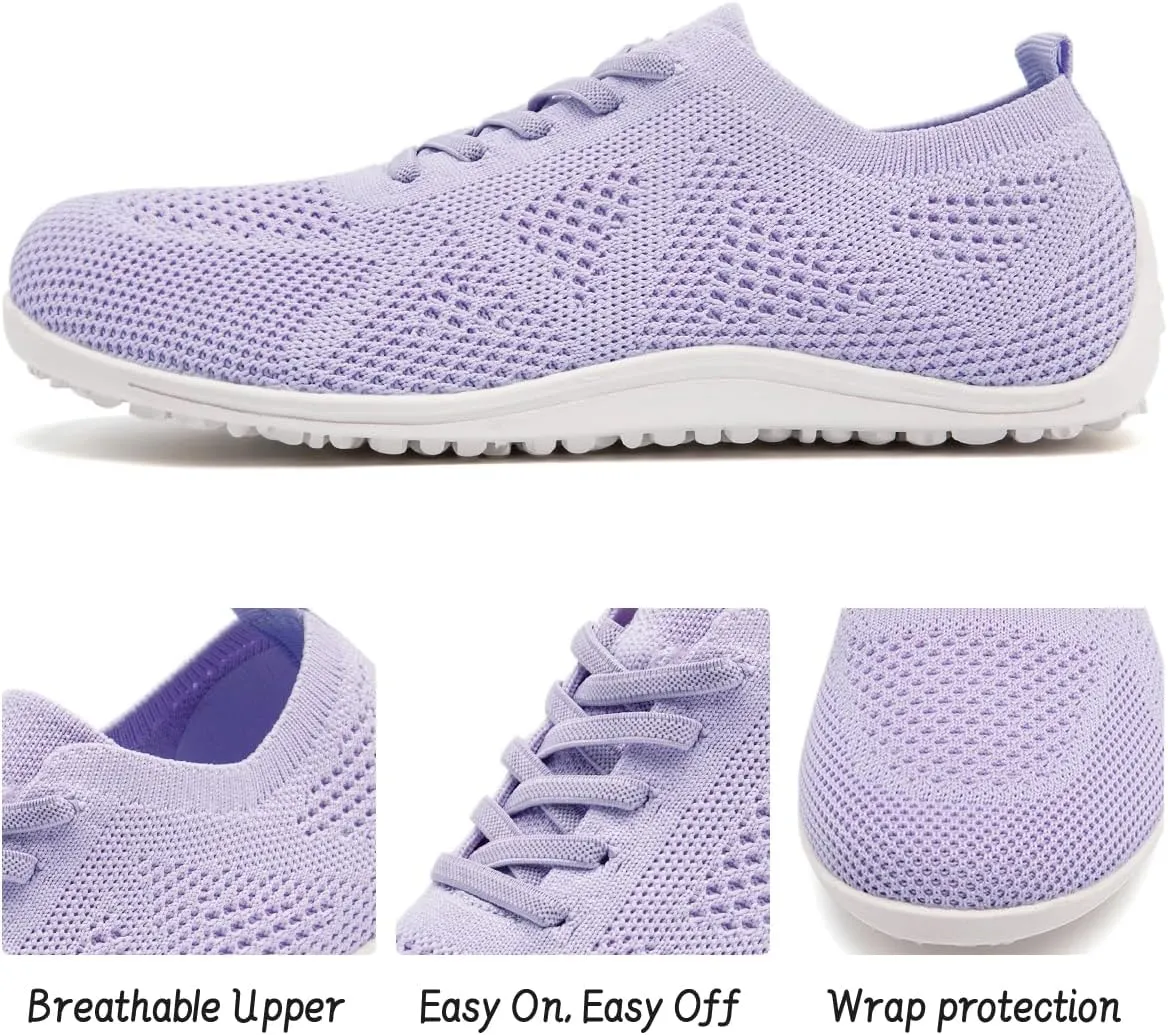 Women's Barefoot Shoes Walking Sports Zero Drop Sole Running Casual Sneakers Slip On Breathable Soft Fashion House Shoes White