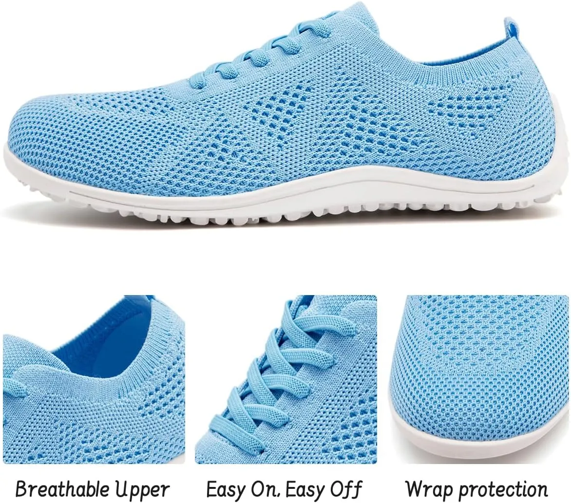 Women's Barefoot Shoes Walking Sports Zero Drop Sole Running Casual Sneakers Slip On Breathable Soft Fashion House Shoes White