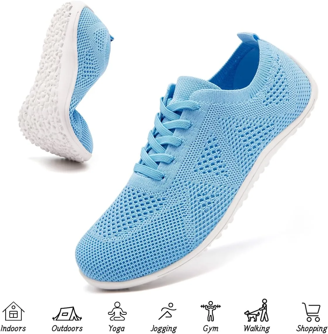 Women's Barefoot Shoes Walking Sports Zero Drop Sole Running Casual Sneakers Slip On Breathable Soft Fashion House Shoes White