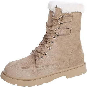 Womens Boots Winter Women Platform Snow Mid Heels Shoes Short Plush Designer Lace-up Fashion Ankle Fur Warm Boots