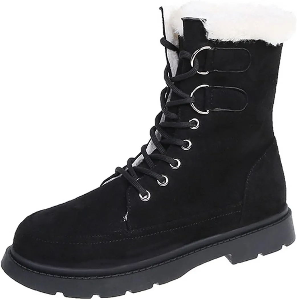 Womens Boots Winter Women Platform Snow Mid Heels Shoes Short Plush Designer Lace-up Fashion Ankle Fur Warm Boots