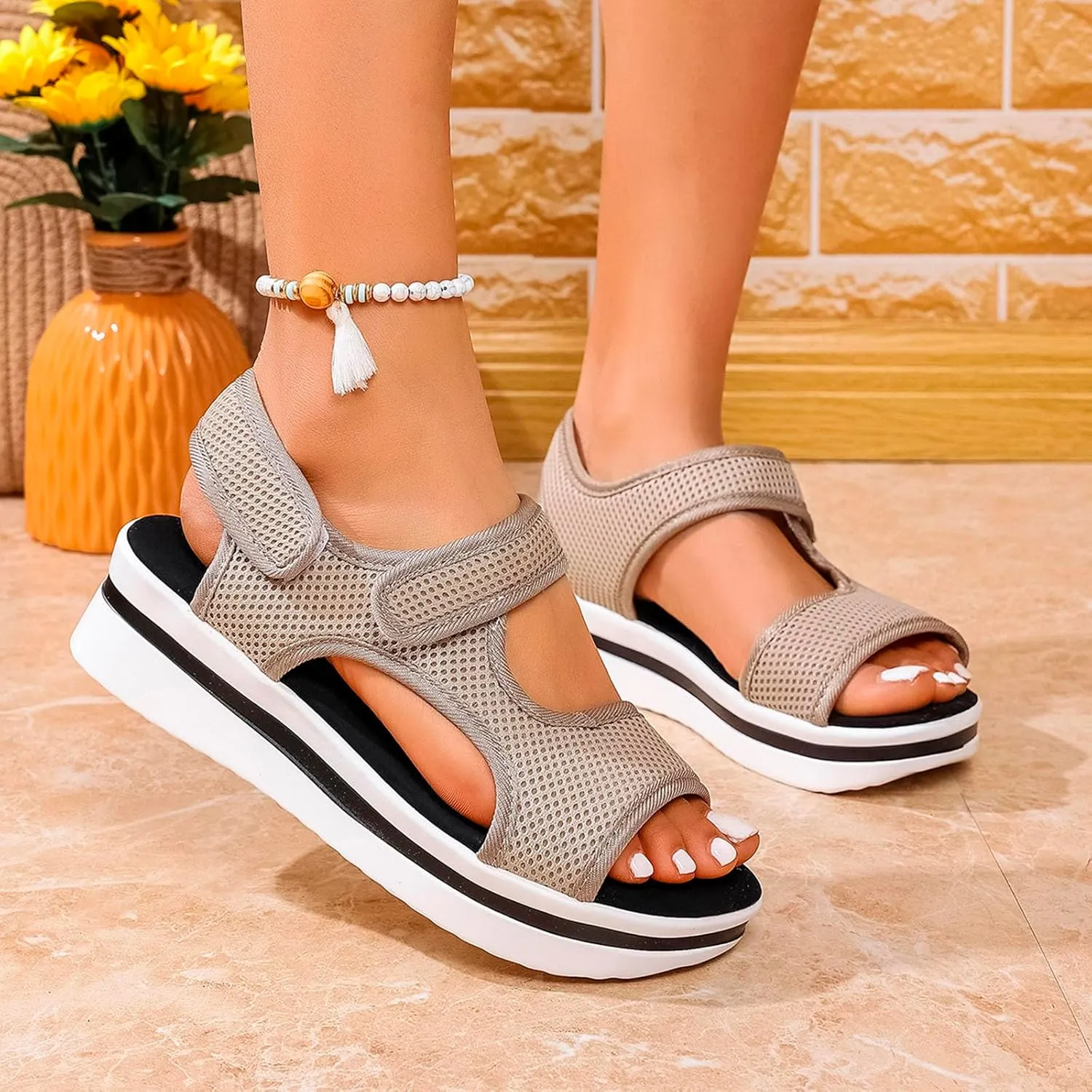 Women's Breathable Orthopedic Sandals Comfortable Walking Arch Support Wide Fit Plantar Fasciitis Sport Athletic Hiking Outdoor Active Summer Dressy Soft Mat Diabetic Tennis Shoes