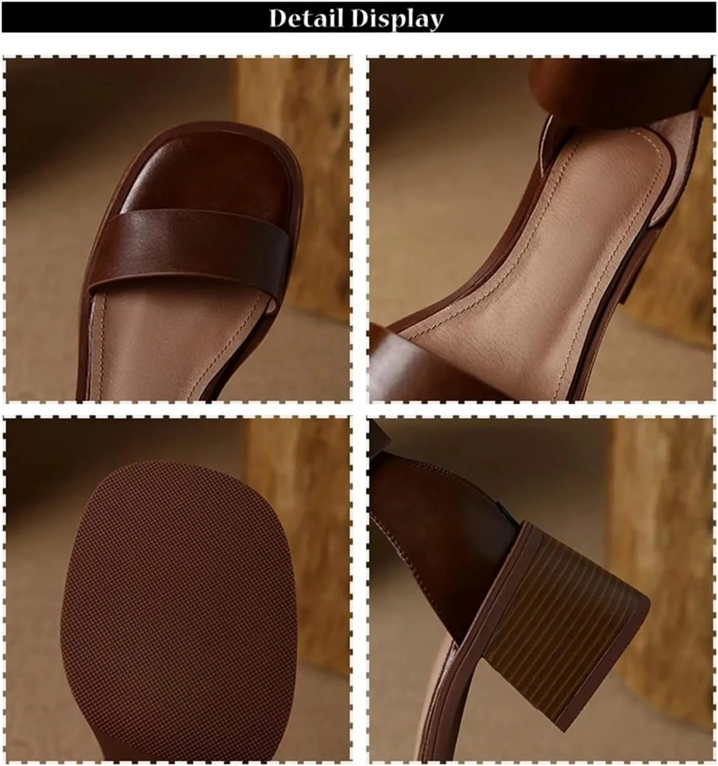 Women's Casual Sandals Fashion Chunky Heel Thick Bottom Square Toe High Heels Beach Party Sandal