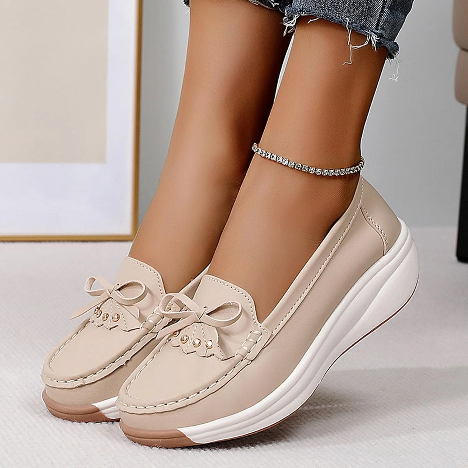 Women's Casual Slip On Loafers Comfortable Lightweight Soft Sole Flat Shoes for Daily Wear Work and Leisure