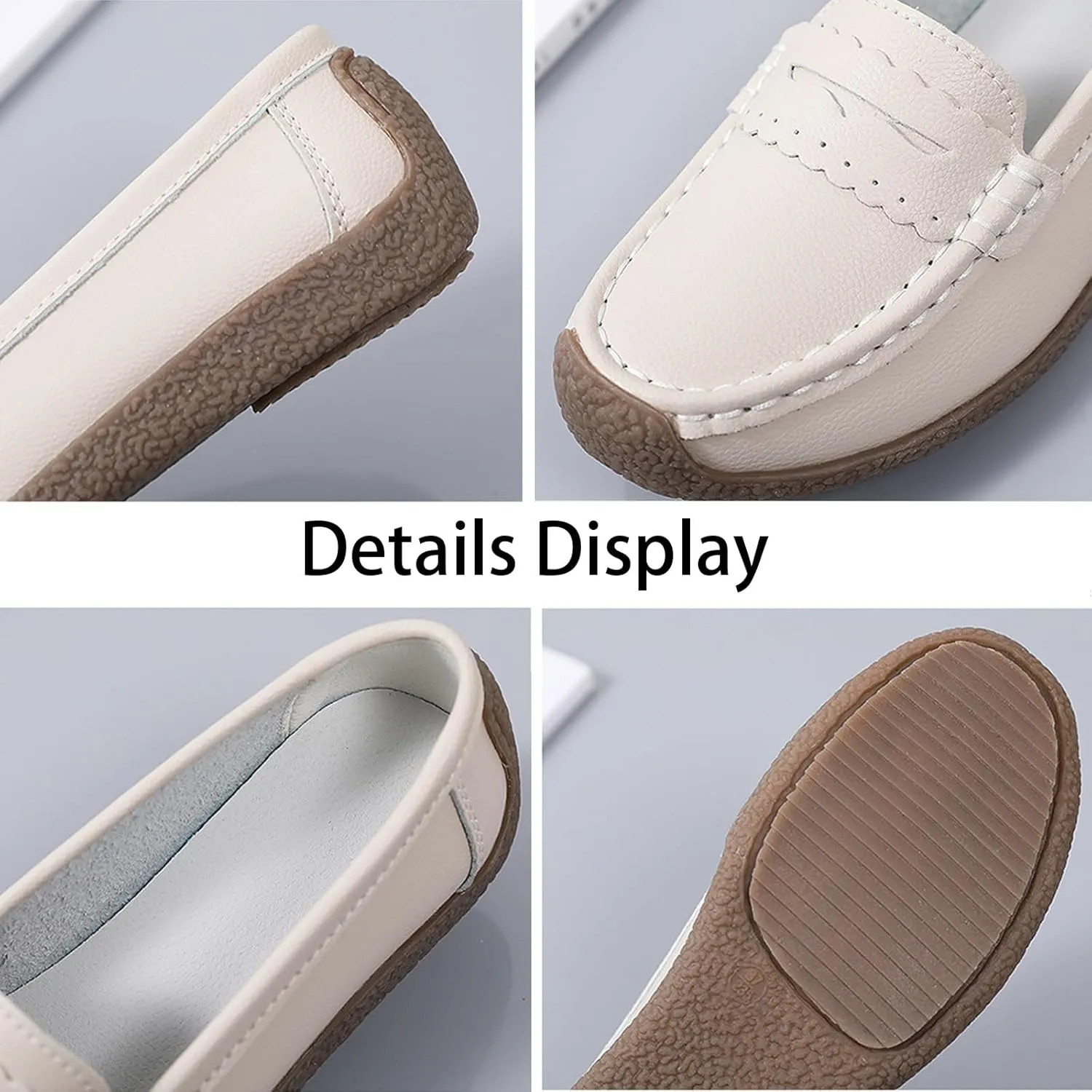 Women's Casual Soft Genuine Leather Flats Shoes Comfortable Penny Loafers Slip-Ons Softsole Driving Walking Moccasins Boat Shoes