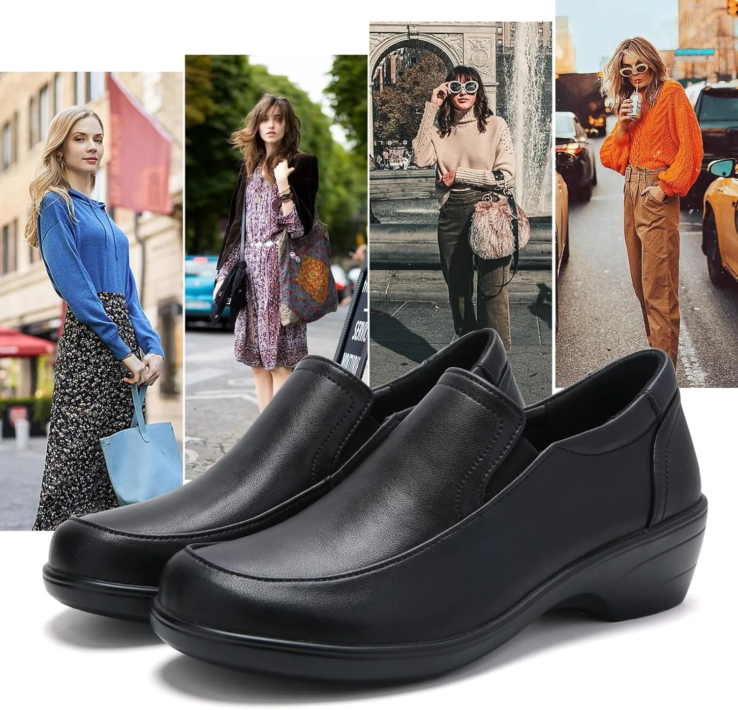 Women's Classic Loafers Leather Slip-ons Chunky Platform Penny Shoes