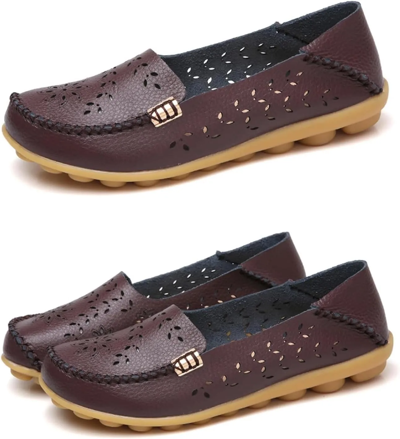 Women's Comfort Walking Boat Shoe Slip on Flat Shoes Ladies Dressy Moccasins Driving Penny Loafers Leather Breathable On Casual Comfortable Orthopedic Soft Sole Flats Nurse Loafer Round Toe