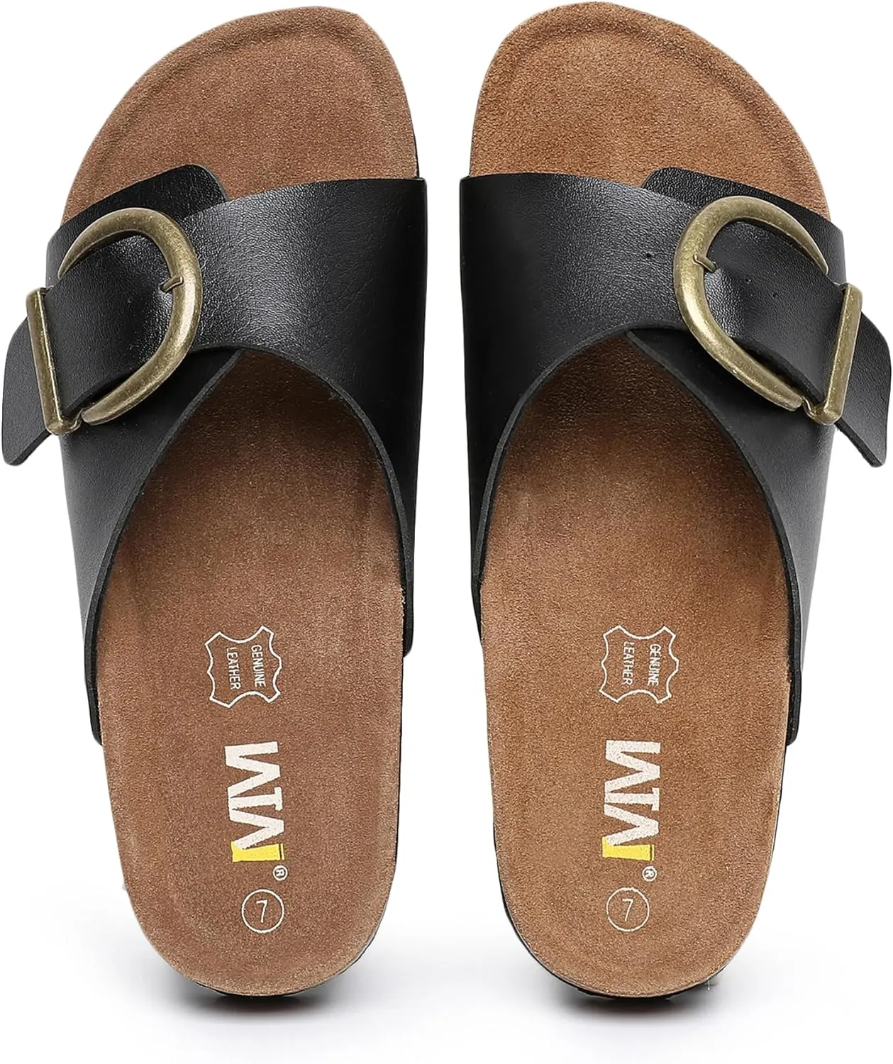 Women's Cork Footbed Sandals Cow Suede Slide Sandals for Women with Adjustable Strap Buckle Open Toe Beach Sandals