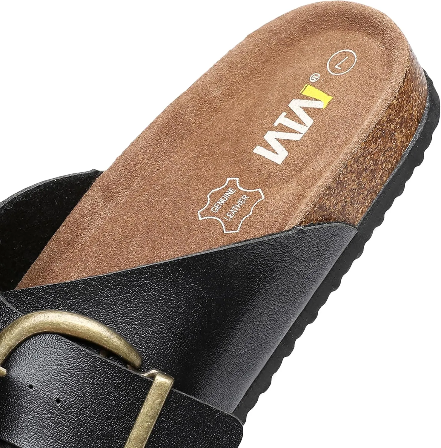 Women's Cork Footbed Sandals Cow Suede Slide Sandals for Women with Adjustable Strap Buckle Open Toe Beach Sandals