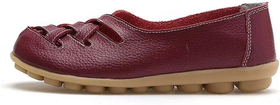 Women's Cowhide Leather Loafers Flats Sandals Slip-On