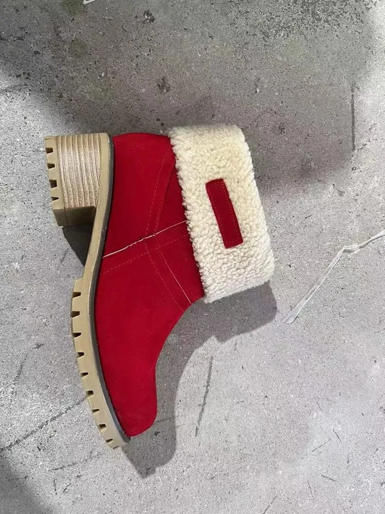 Women's Dotmalls Boots,Non-Slip Dotmalls Seniors' Chunky Heel Winter Boots, Dotmalls Winter Warm Snow Ankle Boots Shoes Fuzzy Ankle Cotton High Heel Boots
