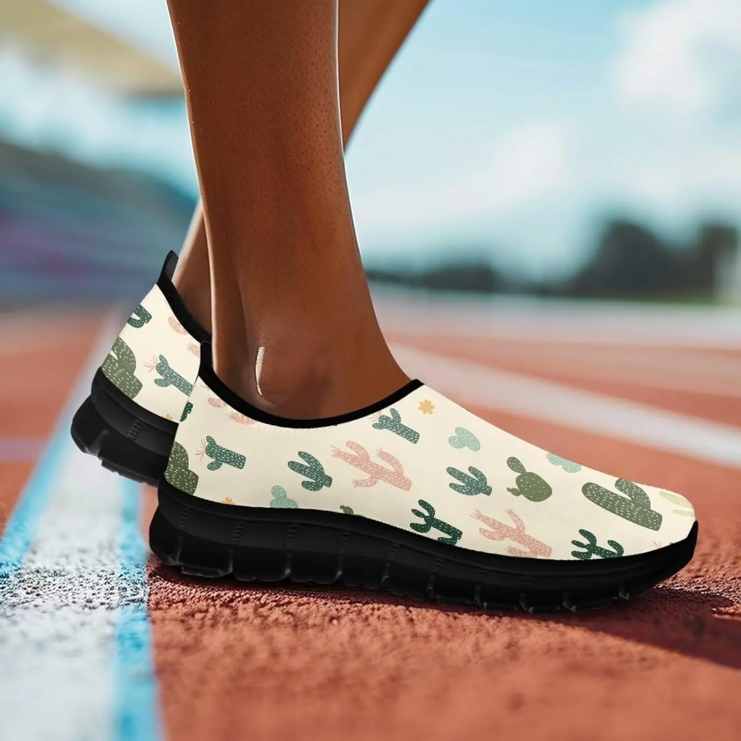 Women's Fashion Sneakers Slip On Walking Loafers Travel Shoes（Black Sole）