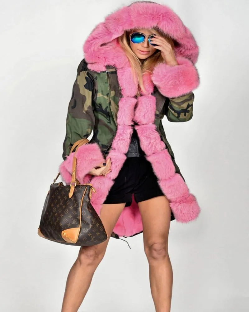 Women's Faux Fur Lined Coat Hooded Warm Winter Outwear Thicken Jackets Parka Long Cardigan