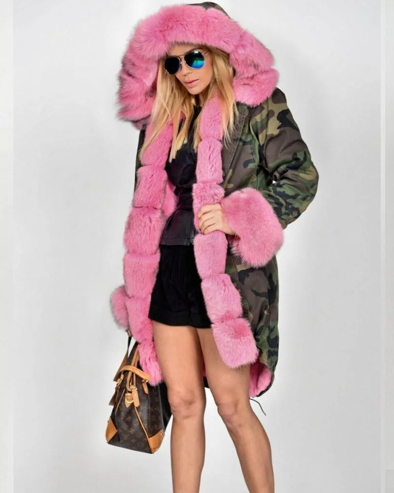 Women's Faux Fur Lined Coat Hooded Warm Winter Outwear Thicken Jackets Parka Long Cardigan