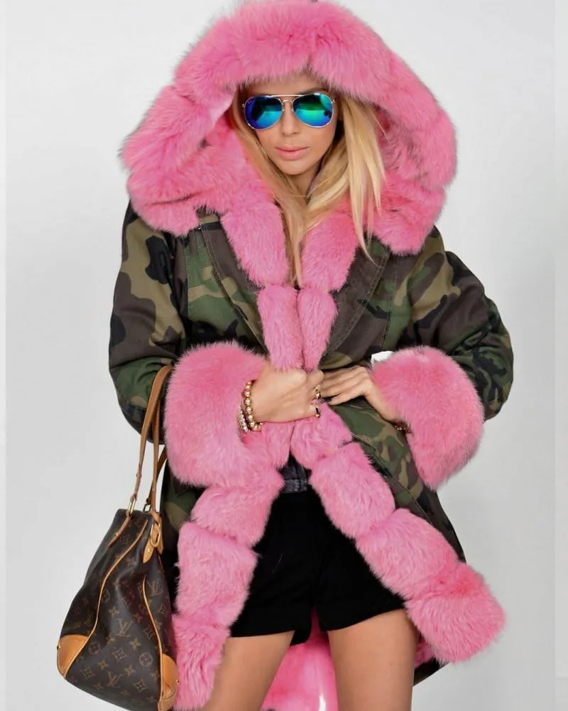 Women's Faux Fur Lined Coat Hooded Warm Winter Outwear Thicken Jackets Parka Long Cardigan