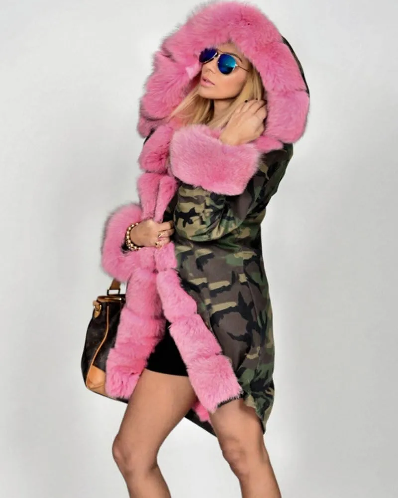 Women's Faux Fur Lined Coat Hooded Warm Winter Outwear Thicken Jackets Parka Long Cardigan