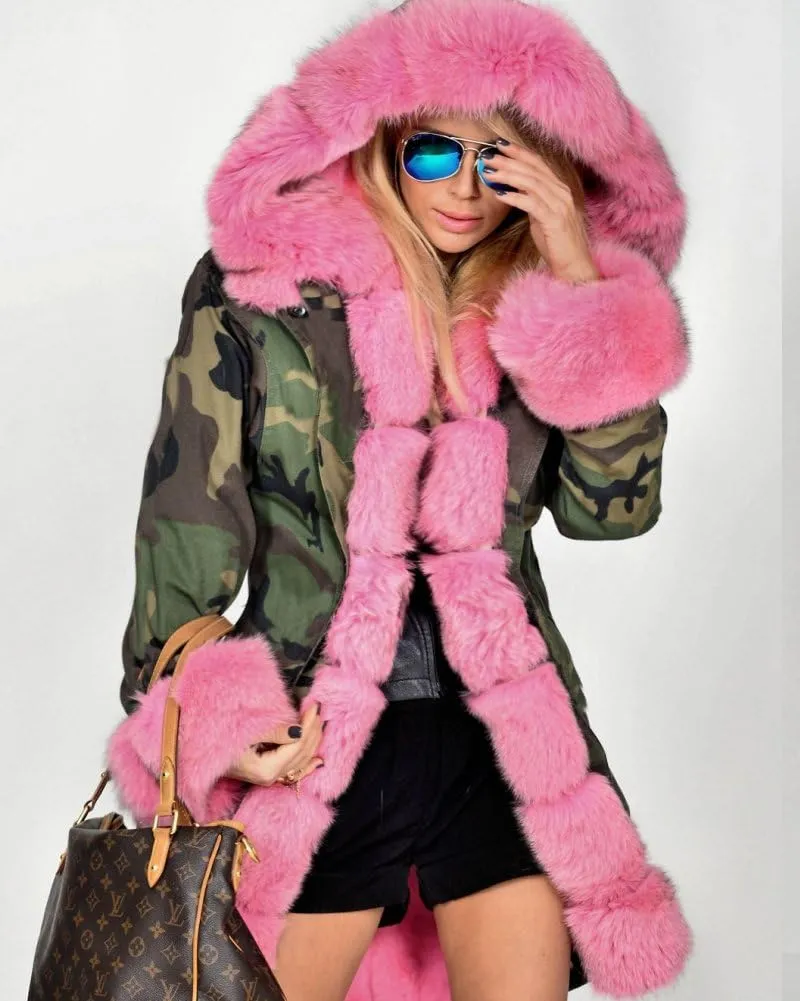Women's Faux Fur Lined Coat Hooded Warm Winter Outwear Thicken Jackets Parka Long Cardigan