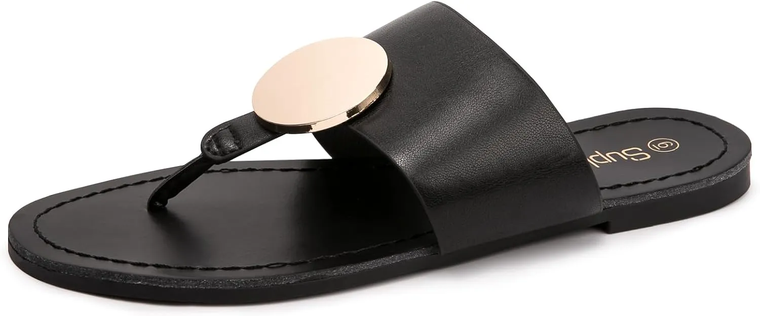 Women's Flip Flops Comfortable Soft T-Strap Flat Sandals Casual Slip on Thong Fashion Slide Sandals Summer Beach Slippers