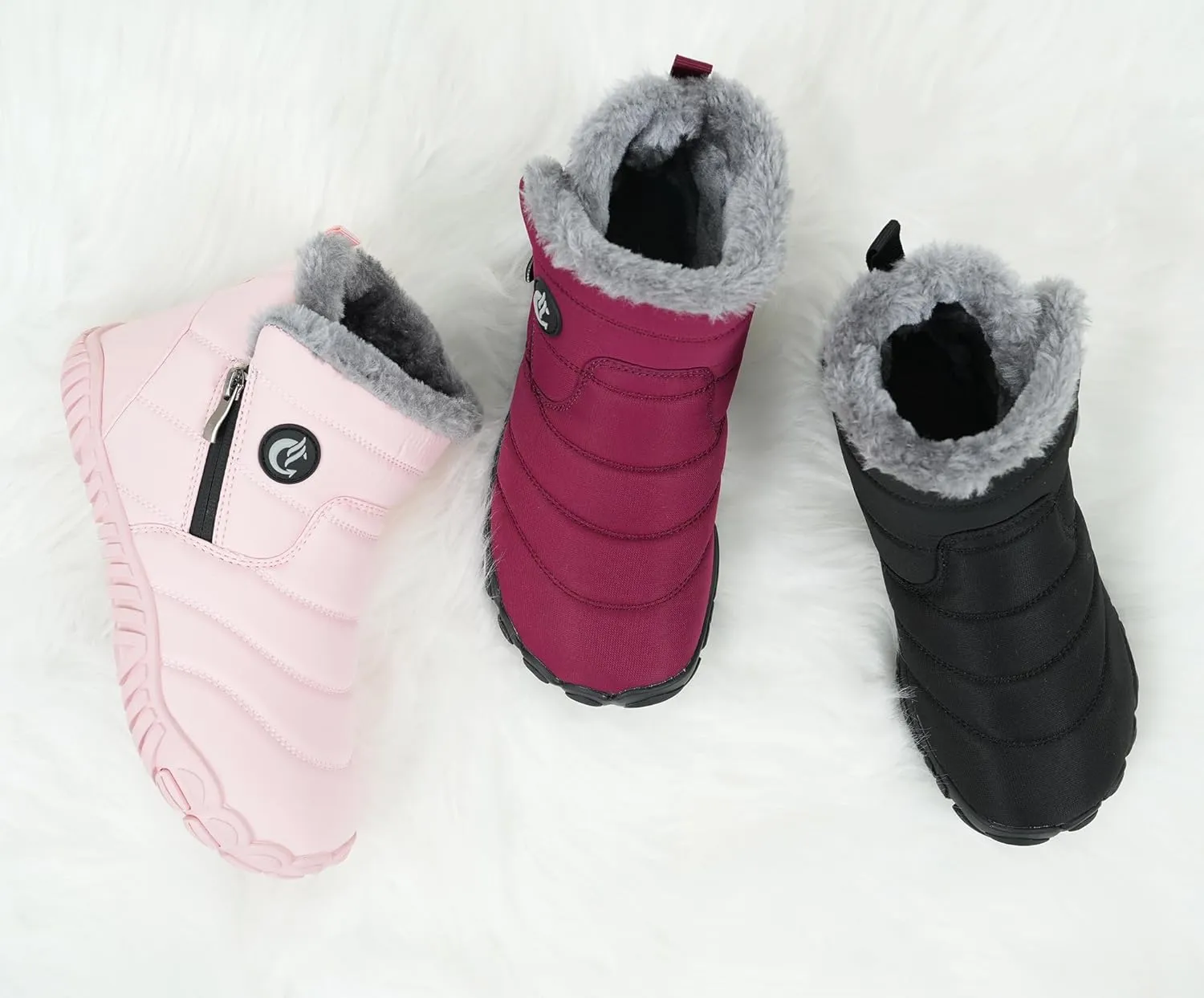 Womens Fur Lined Snow Boots Ladies Warm Winter Boots Non Slip Outdoor Boot Fashion Zip Booties