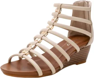 Womens Gladiator Sandals Comfortable Ankle Zipper Open Toe Sandals Hollow Out Breathable Non Slip Shoes Platform Wedge Heels 2025 Trendy Sandal Dressy Summer Vacation Office Work Wear Wide Width