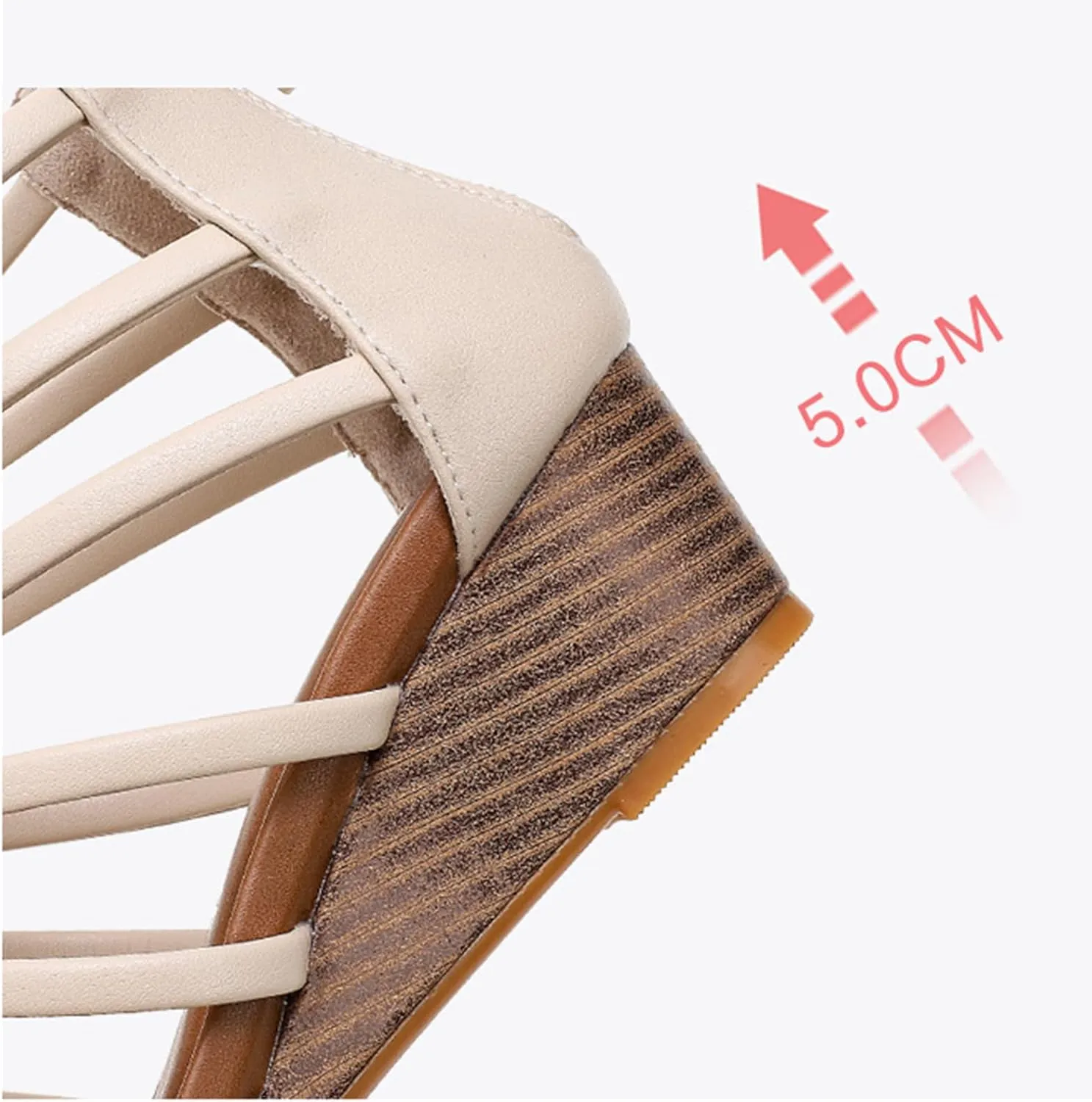 Womens Gladiator Sandals Comfortable Ankle Zipper Open Toe Sandals Hollow Out Breathable Non Slip Shoes Platform Wedge Heels 2025 Trendy Sandal Dressy Summer Vacation Office Work Wear Wide Width
