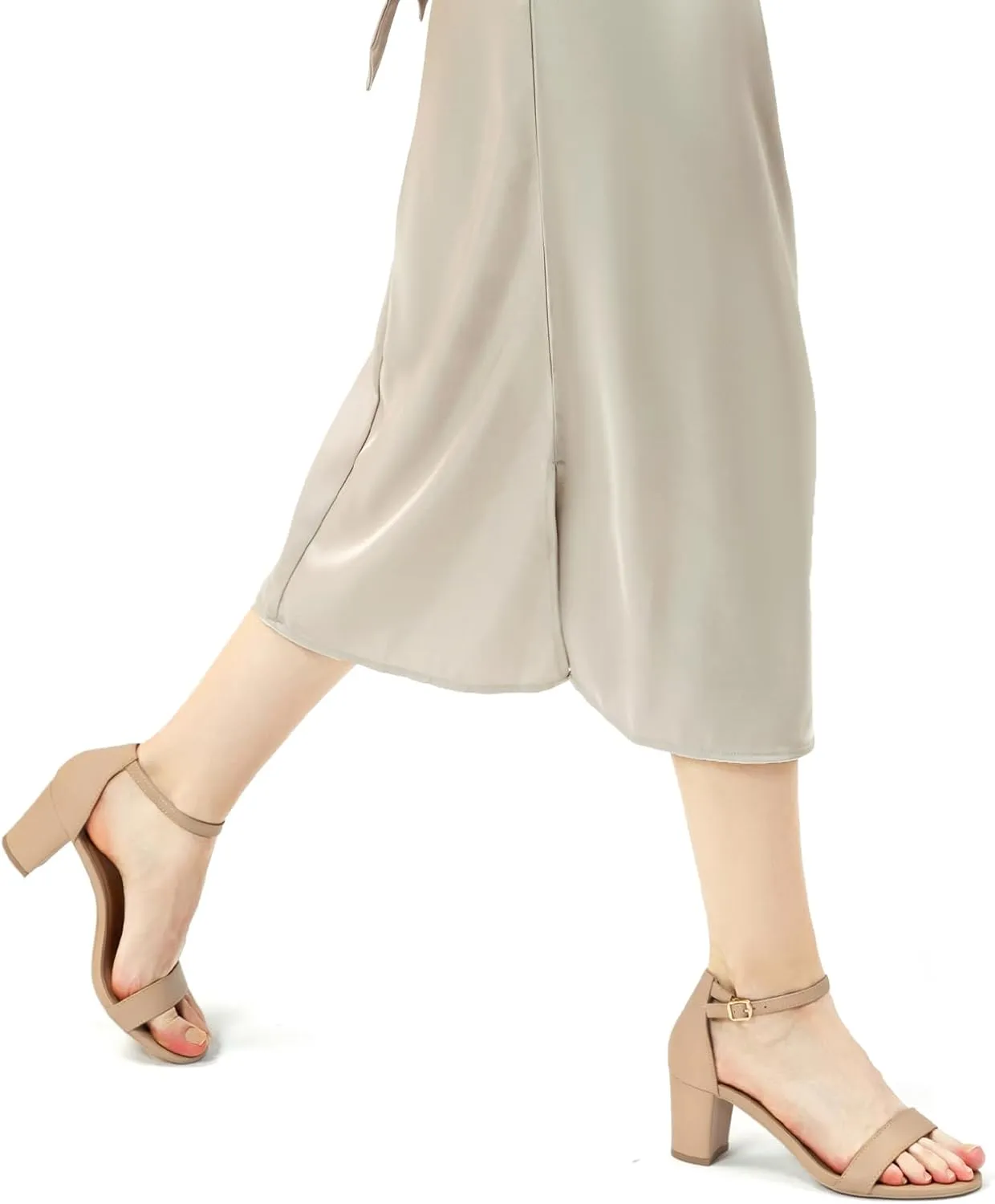 Women's Heeled Sandals Open Toe Ankle Strap 2.5-Inch Chunky Heels Dress Shoes Wide Feet Friendly