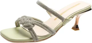 Women's Heeled Sandals Open Toe Stiletto Heel Slingback Pumps Square Toe Double Strap Mules for Part𝐲 Wedding