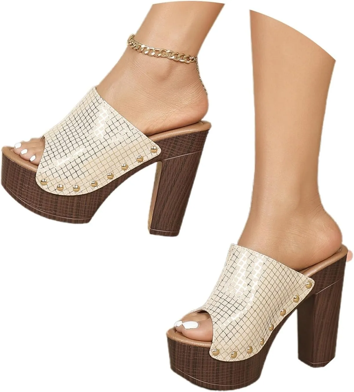 Women's High Heel Slippers Open Toe Sandals Casual Wear Vacation Summer Spring Comfortable Slippers Women for Home