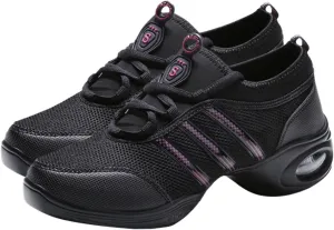 Women's Jazz Shoes Lace-up SneakersMesh Slip Thick Soled Jazz Dance Shoes Cushion Lady Girls Modern Breathable Air Cushion Split Sole Athletic Walking Dance Shoes