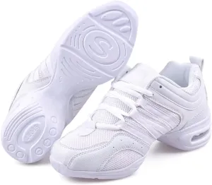Women's Jazz Shoes Lace-up SneakersMesh Slip Thick Soled Jazz Dance Shoes Cushion Lady Girls Modern Breathable Air Cushion Split Sole Athletic Walking Dance Shoes