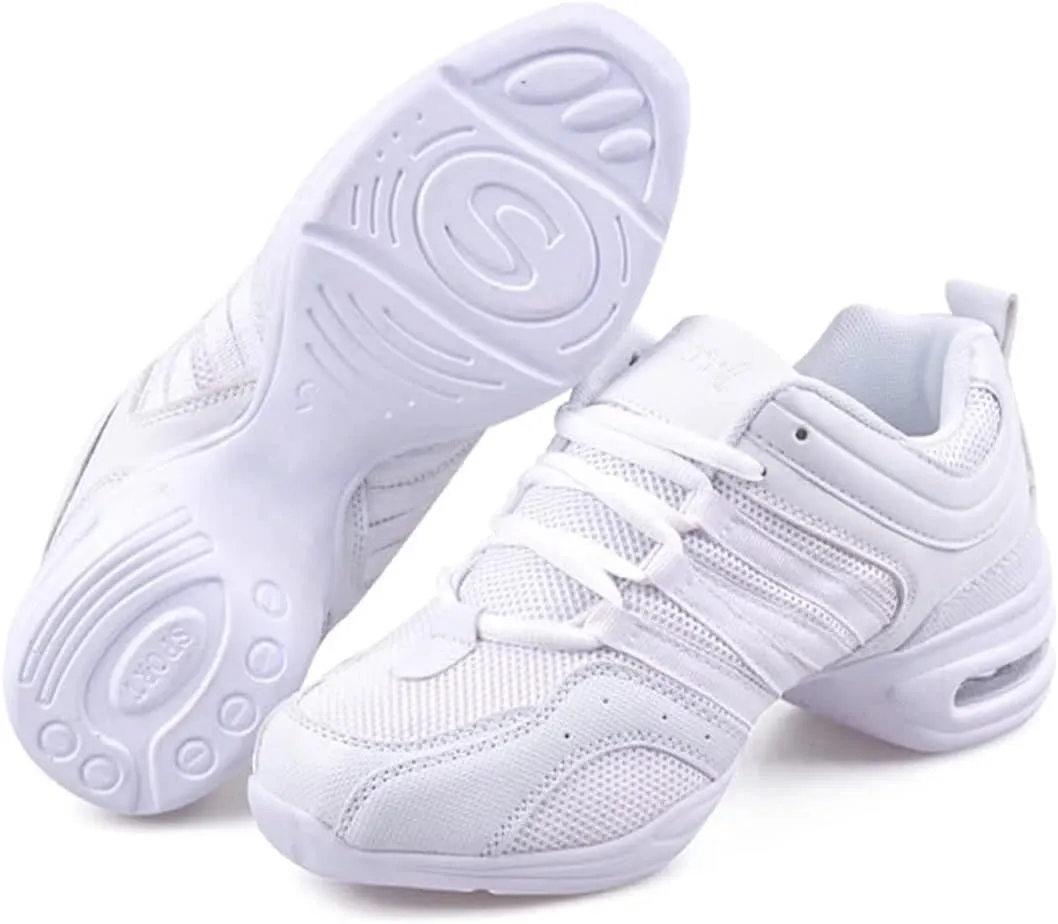 Women's Jazz Shoes Lace-up SneakersMesh Slip Thick Soled Jazz Dance Shoes Cushion Lady Girls Modern Breathable Air Cushion Split Sole Athletic Walking Dance Shoes