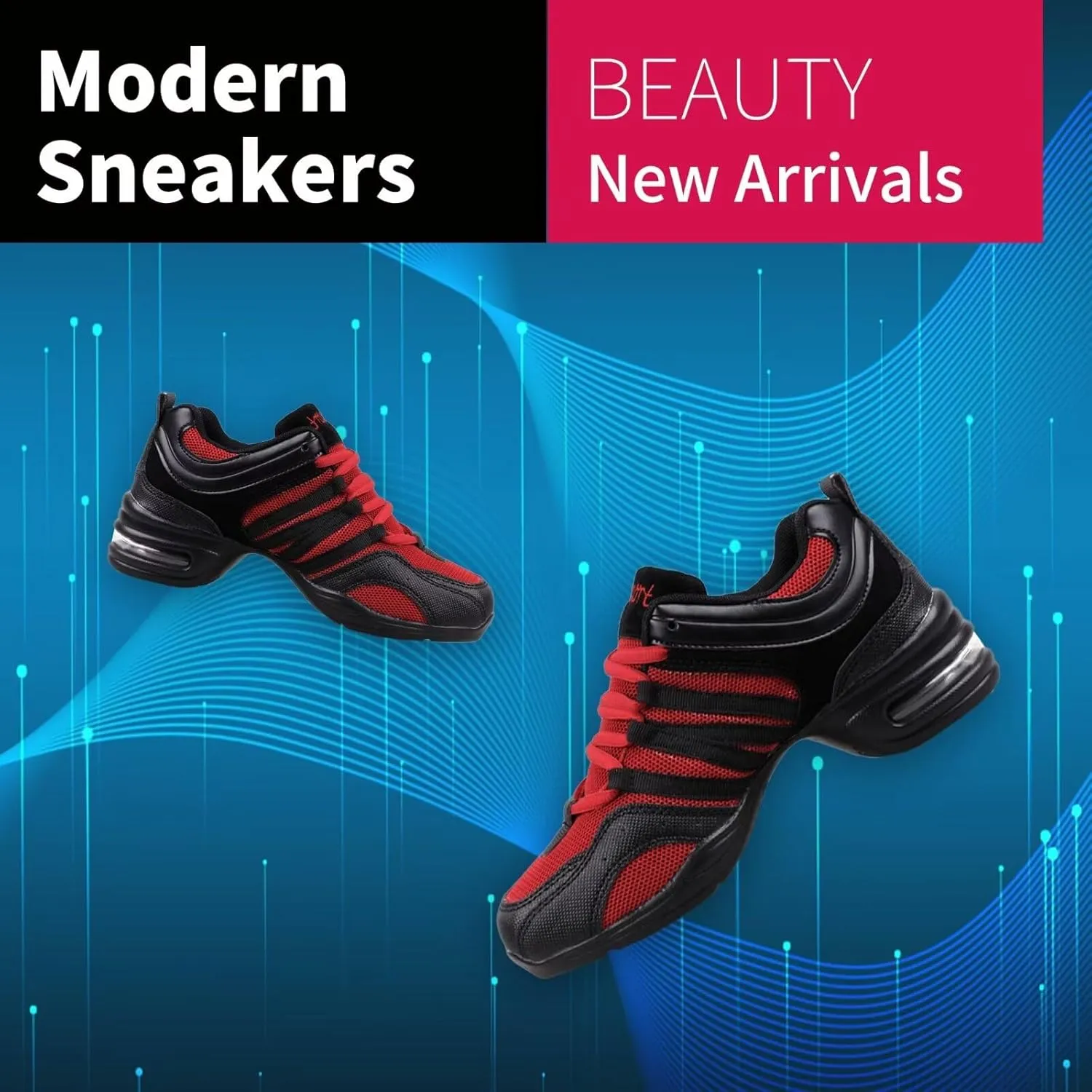 Women's Jazz Shoes Lace-up SneakersMesh Slip Thick Soled Jazz Dance Shoes Cushion Lady Girls Modern Breathable Air Cushion Split Sole Athletic Walking Dance Shoes