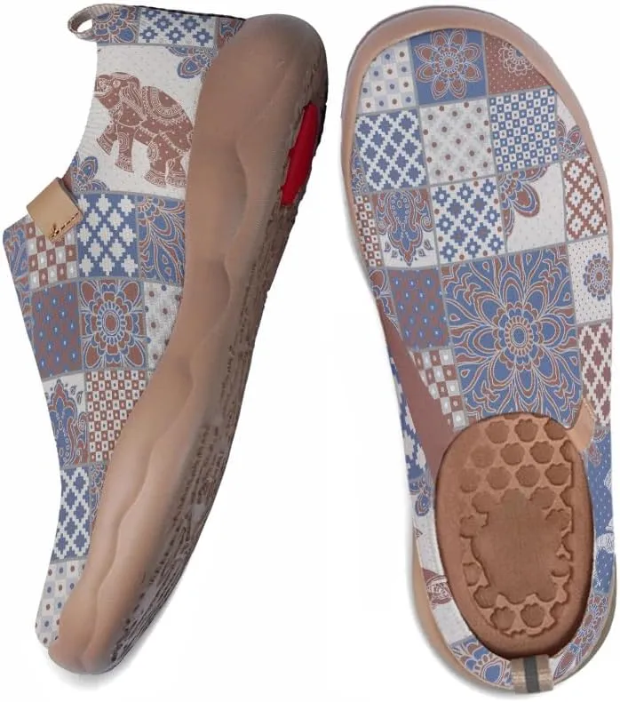 Women's Knitted Casual Loafers Art Painted Slip On Walking Shoes Lightweight Comfort Travel Sneakers