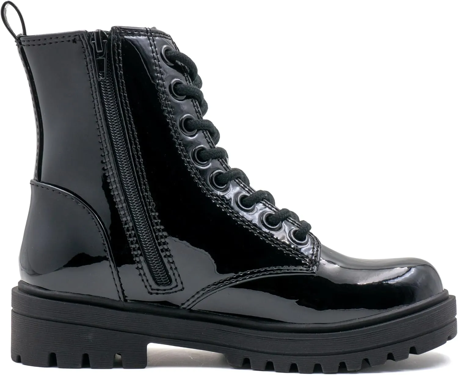 Women's Lace Up Combat Platform Ankle Boots With Thick Sole, Side Zipper Shoes Mid Calf Booties for Lady 2301-2302-2403