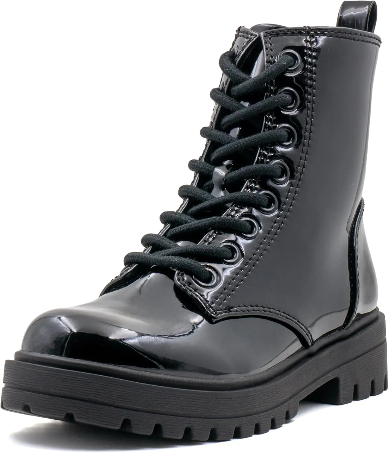 Women's Lace Up Combat Platform Ankle Boots With Thick Sole, Side Zipper Shoes Mid Calf Booties for Lady 2301-2302-2403