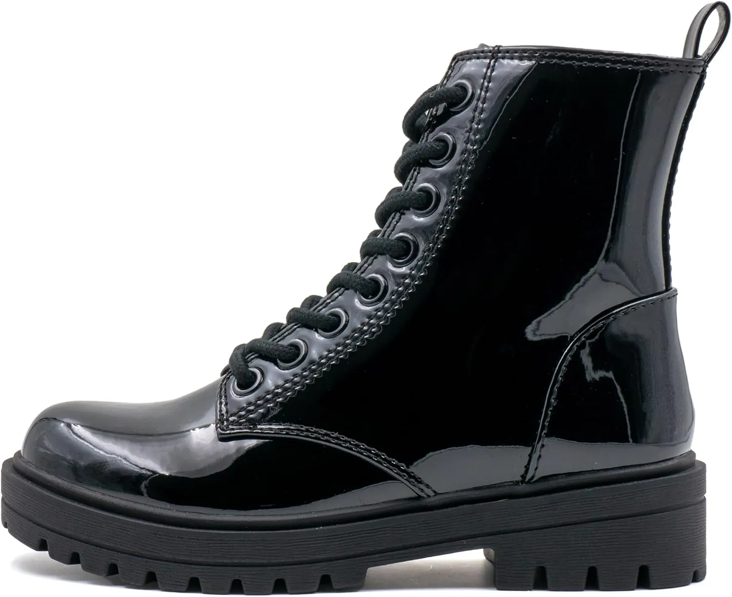 Women's Lace Up Combat Platform Ankle Boots With Thick Sole, Side Zipper Shoes Mid Calf Booties for Lady 2301-2302-2403