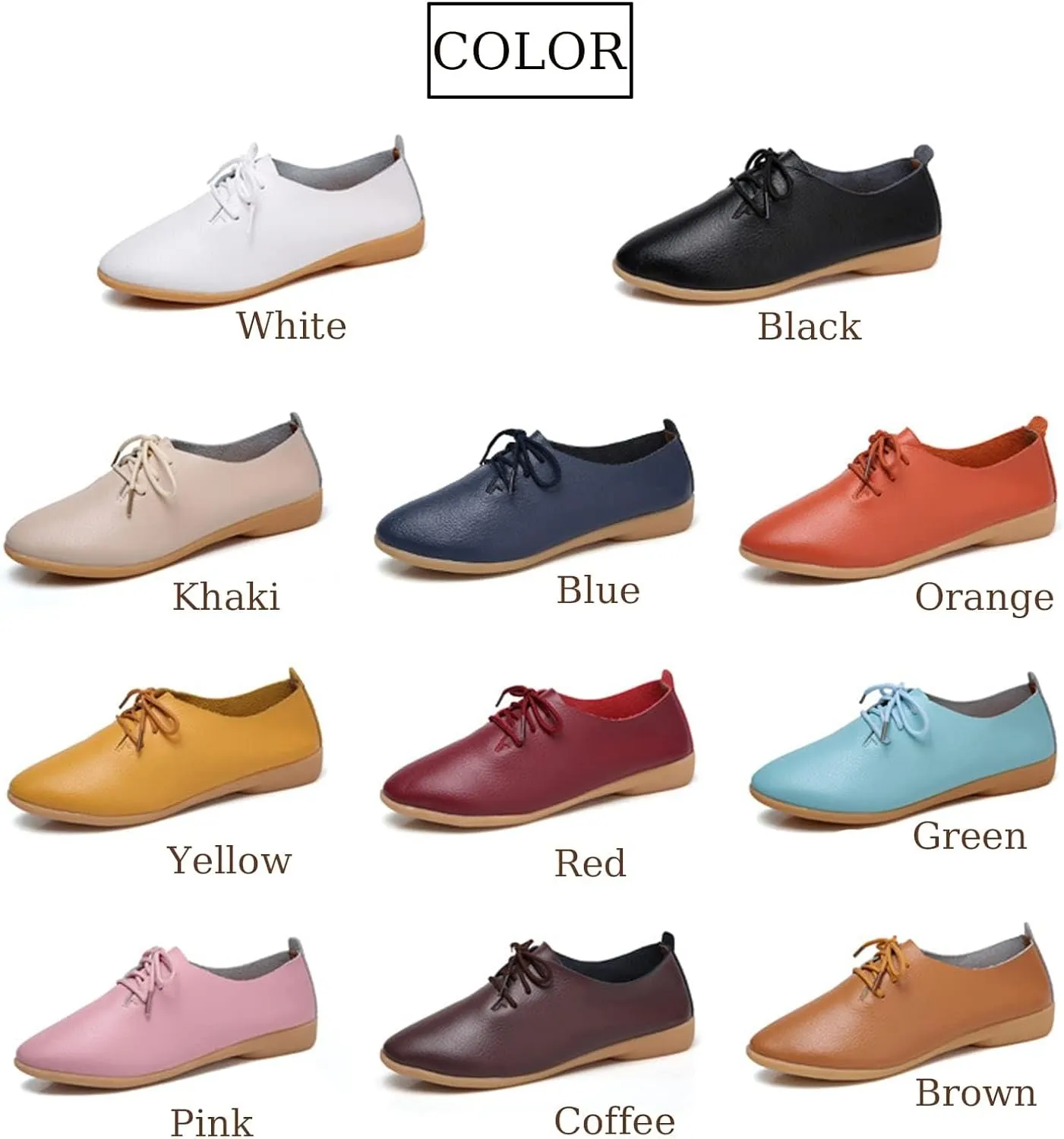 Women's Leather Lace Up Flats Pointed Loafers,Fashion Soft Bottom Low Lightweight Comfort Slip-On Business Formal Work Dress Walking Oxfords Sneakers