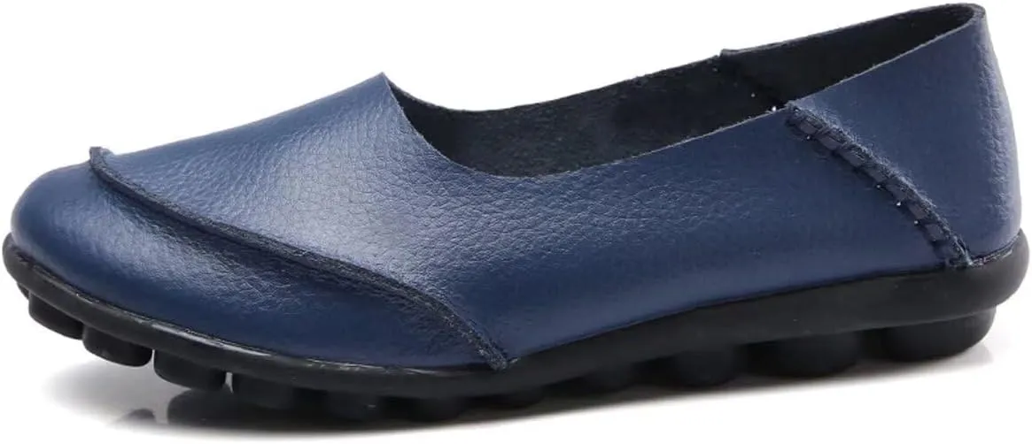 Women's Leather Slip-On Moccasins Shoes Flat Slipper Loafers