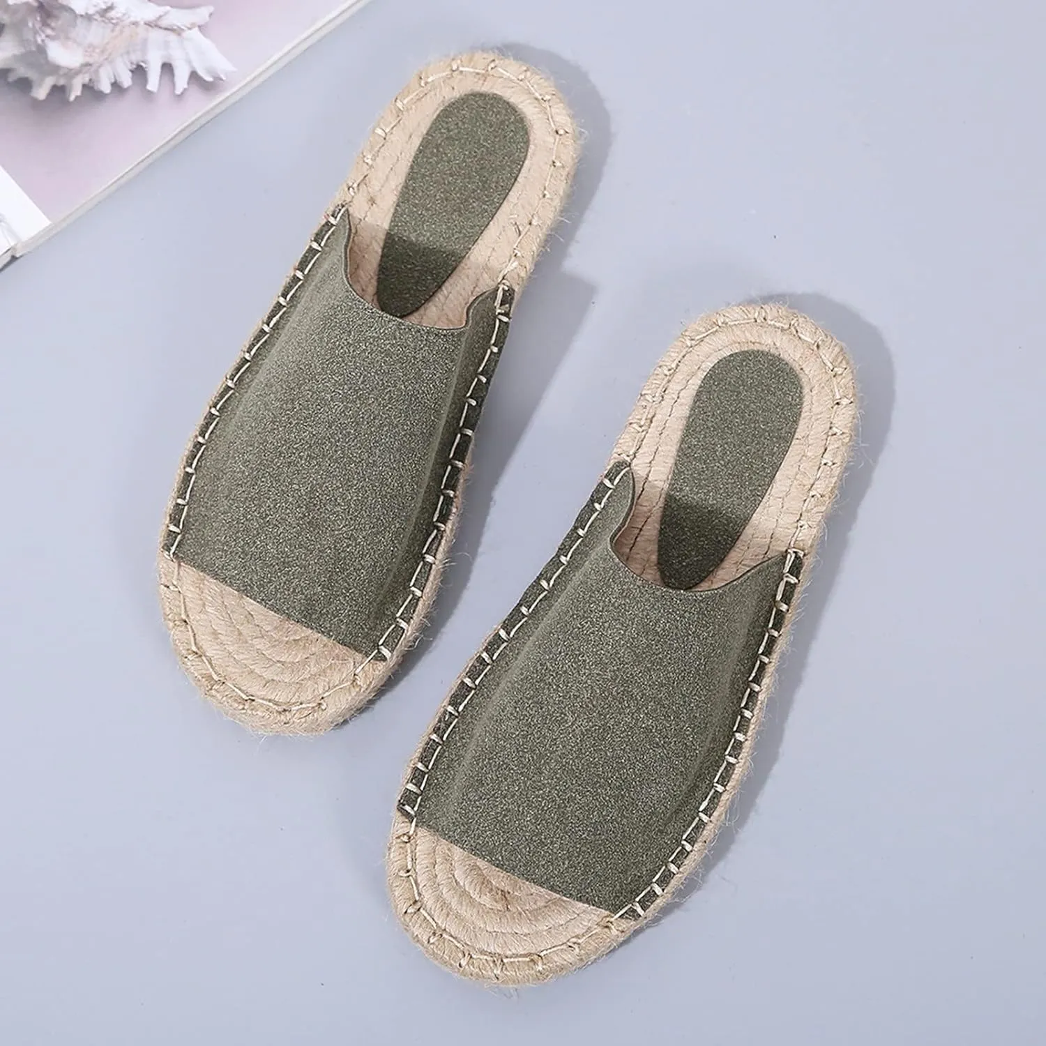 Womens Leopard Print Slides Comfort Flat ShWomens Leopard Print Slides Comfort Flat Shoes Summer Boheoes Summer Bohemia Comfort Open-Toed Fashionable Indoor Flat Sole Travel Slides (A-Green, 9)