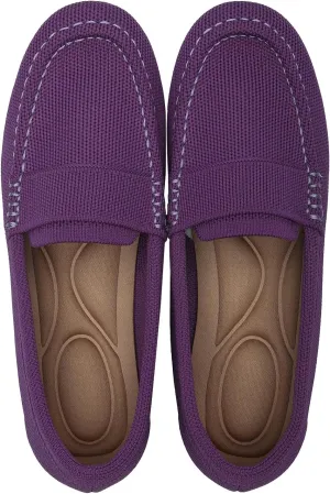 Women's Lightweight Knitted Loafers Casual Flat Shoes Comfortable Boat Shoes Flat Bottomed Breathable Shoes