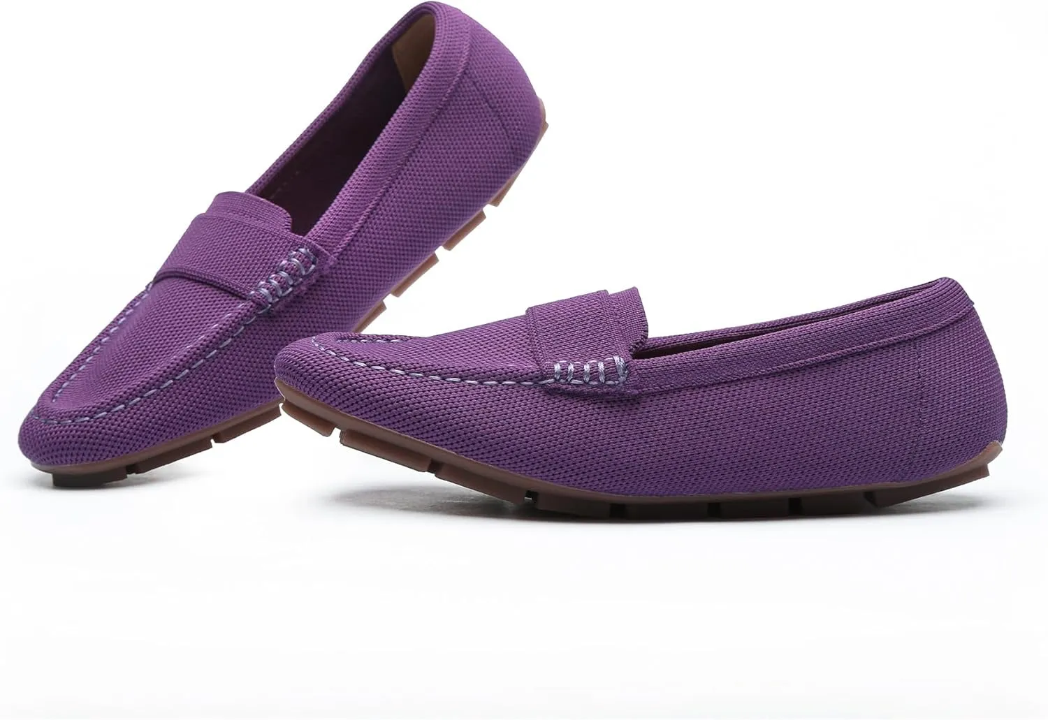 Women's Lightweight Knitted Loafers Casual Flat Shoes Comfortable Boat Shoes Flat Bottomed Breathable Shoes