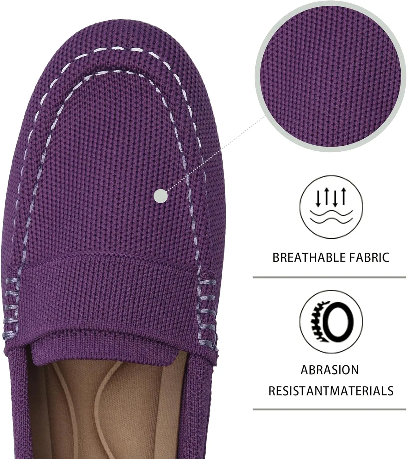 Women's Lightweight Knitted Loafers Casual Flat Shoes Comfortable Boat Shoes Flat Bottomed Breathable Shoes