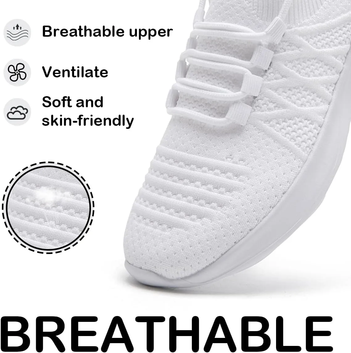 Womens Lightweight Road Running Shoes Slip On Walking Sneakers Suitable for Outdoor Sports Gym and Daily Wear All Day with Breathable Upper and Elastic Sole
