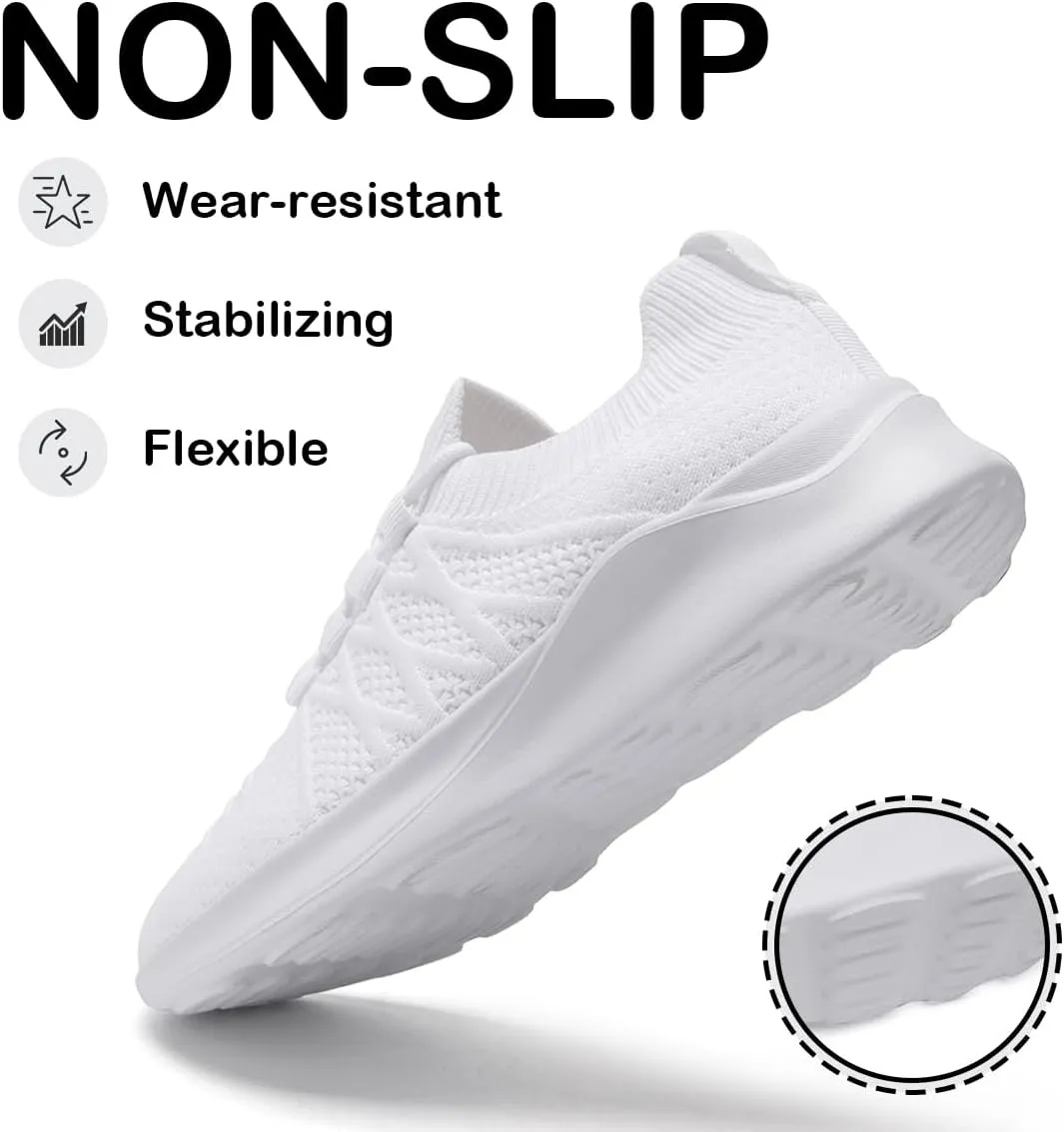 Womens Lightweight Road Running Shoes Slip On Walking Sneakers Suitable for Outdoor Sports Gym and Daily Wear All Day with Breathable Upper and Elastic Sole