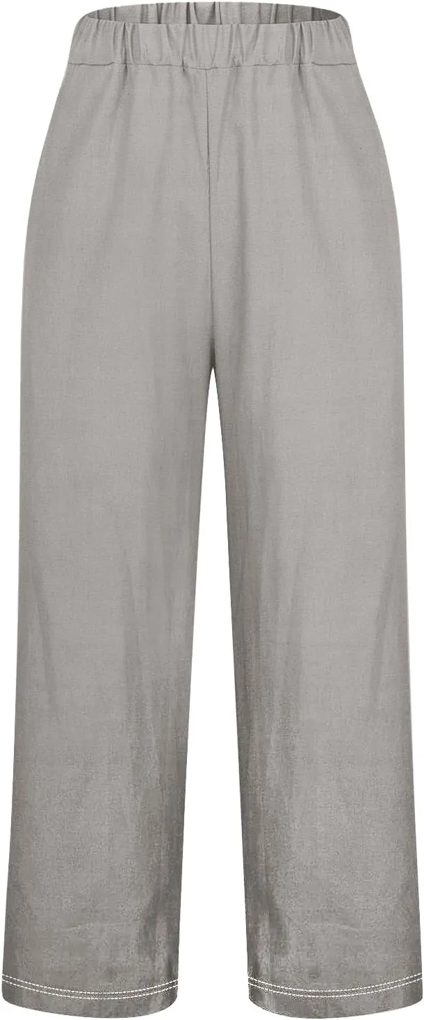 Womens Linen Summer Pants Casual Cotton and Linen Long Pants Linen Pants for Women Petite Short