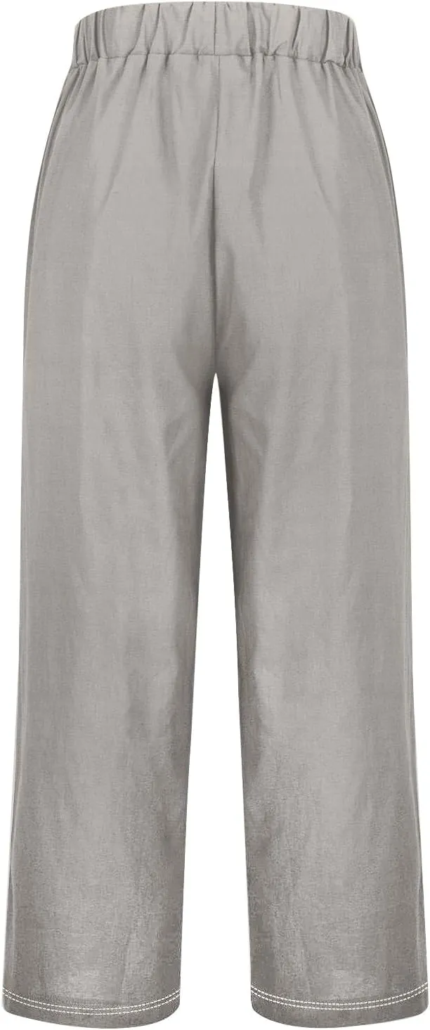 Womens Linen Summer Pants Casual Cotton and Linen Long Pants Linen Pants for Women Petite Short