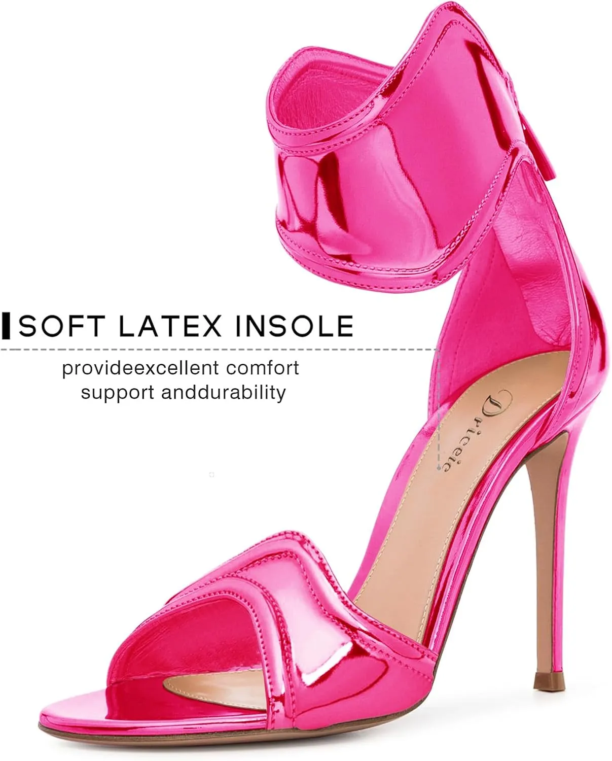 Women's Metallic Pump Open Toe Heel Sandals zipper Dressy Heels Ankle Strap Strappy Heels for Party Wedding Shoes