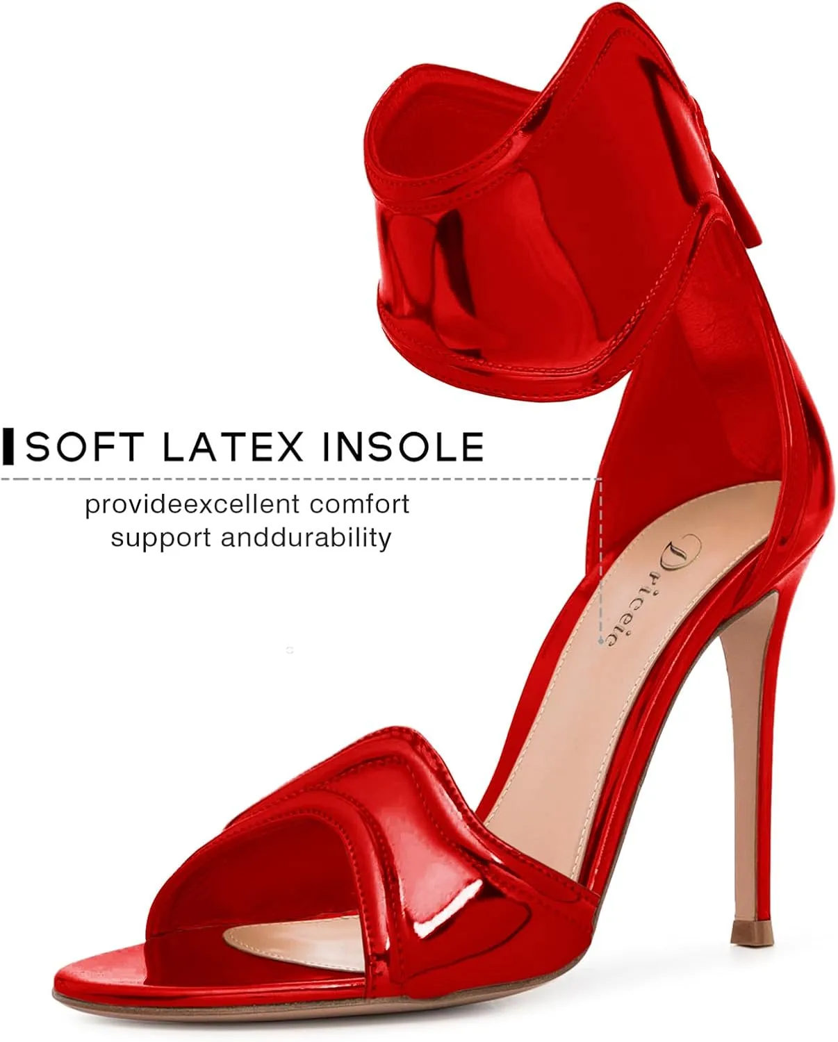Women's Metallic Pump Open Toe Heel Sandals zipper Dressy Heels Ankle Strap Strappy Heels for Party Wedding Shoes
