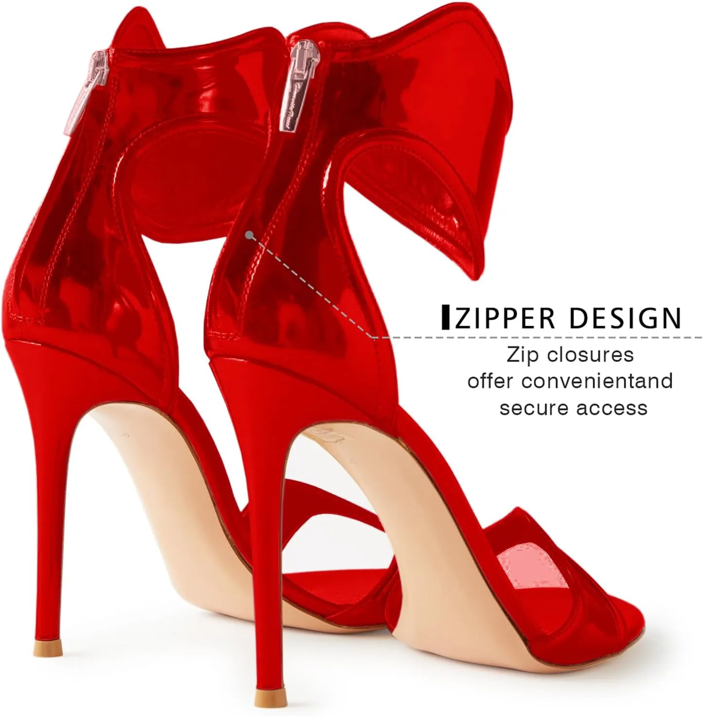 Women's Metallic Pump Open Toe Heel Sandals zipper Dressy Heels Ankle Strap Strappy Heels for Party Wedding Shoes